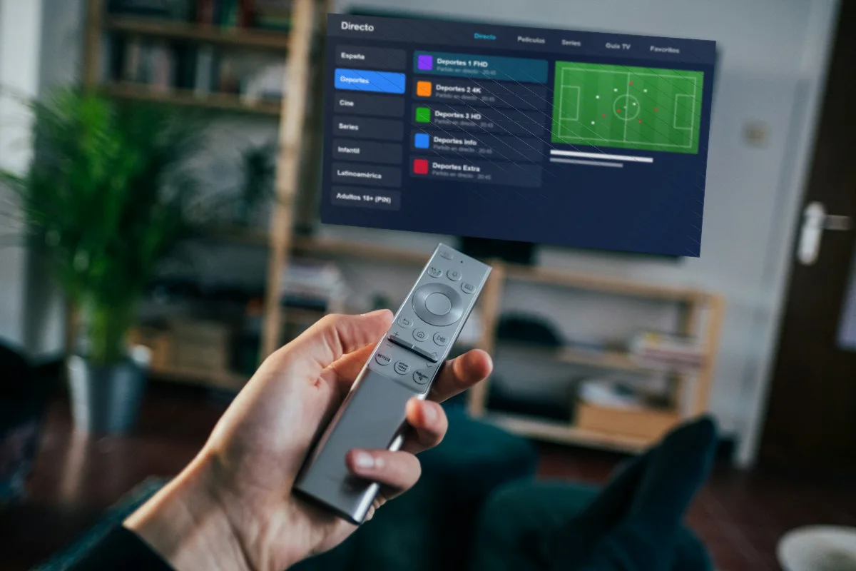 Categorías de la lista IPTV adultos en la tele, con la categoría para adultos protegida por PIN