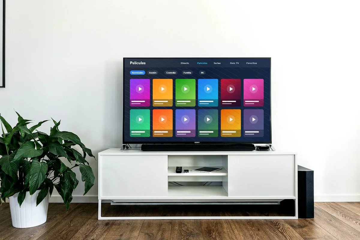 Catálogo de películas en 4K de la lista IPTV en una Smart TV